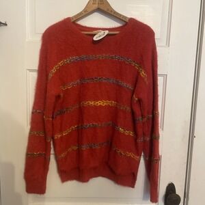 Very Pretty And Soft Ces Femme Red Knit Sweater Size Small